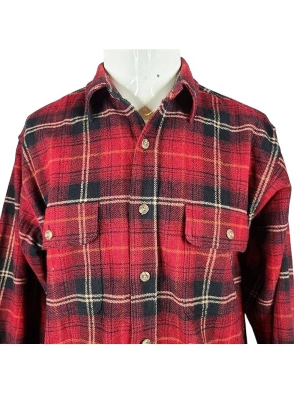 Field & Stream Mens Red Plaid Flannel Button-Up Shirt Size Medium